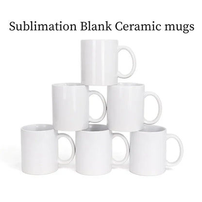 Tazze in Ceramica Bianca per Sublimazione 11Oz, Set da 2/4/12 Pezzi, Tazze in Porcellana per Caffè e Latte, Personalizzabili con Logo, Regalo per la Famiglia