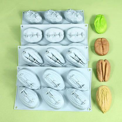 Stampo in Silicone Grande per Mousse di Mandorle/Pistacchi/Pecan/Chicchi di Caffè, Stampo Fai-da-Te per Cioccolato e Gelato, Utensili per Decorazione Torte