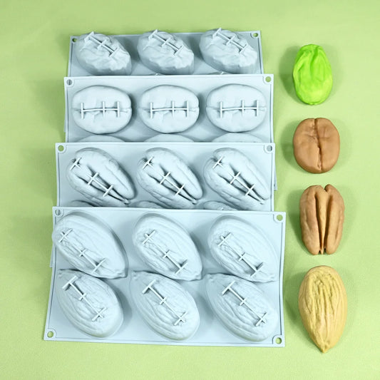 Stampo in Silicone Grande per Mousse di Mandorle/Pistacchi/Pecan/Chicchi di Caffè, Stampo Fai-da-Te per Cioccolato e Gelato, Utensili per Decorazione Torte