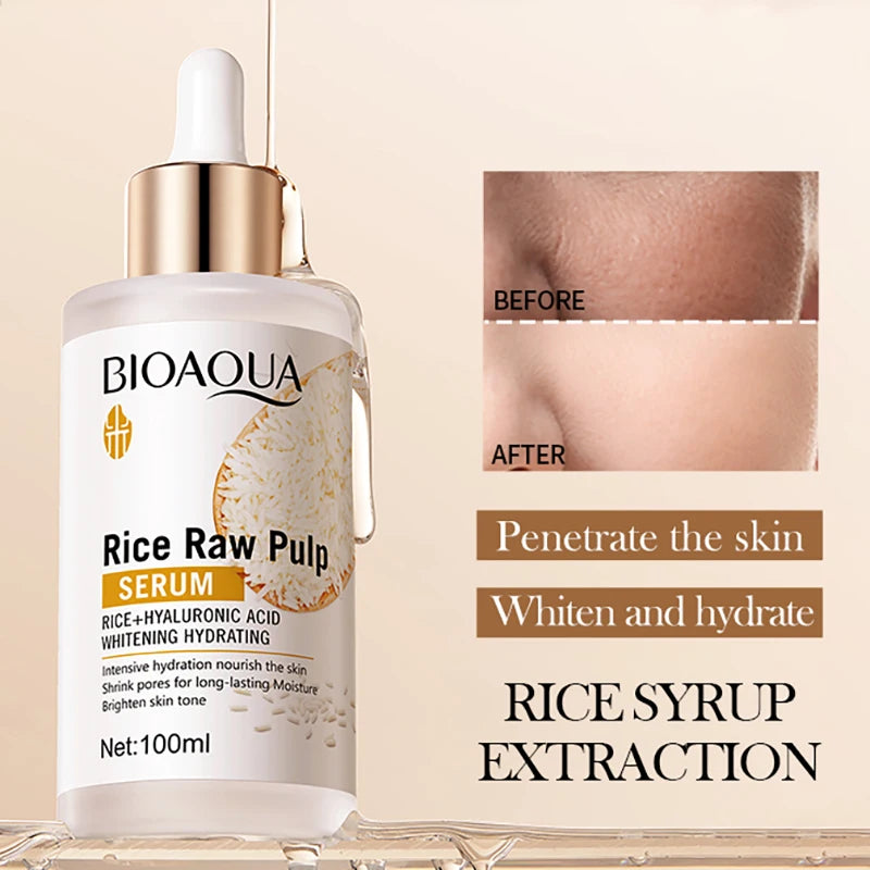 BIOAQUA Siero viso al riso bianco idratante antirughe antirughe anti-età sbiancante essenza viso cura della pelle per il viso
