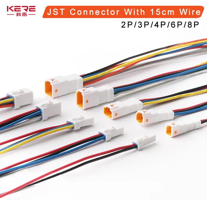 1 Set JST Automobile Auto Connettore Impermeabile 2/3/4/6/8Pin Maschio e Femmina Cablaggio Presa con 15 CM Filo 0.6 MM JST02T/02R-JWPF