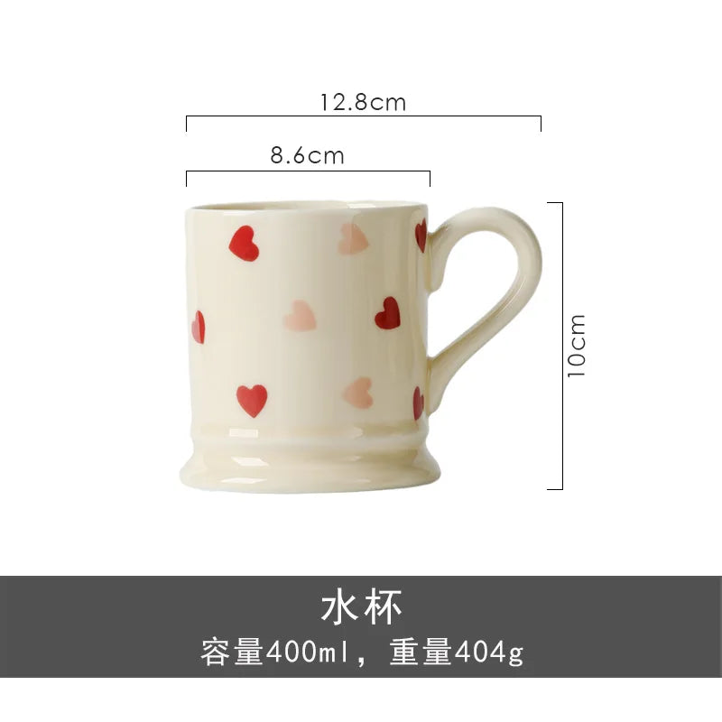 Set di stoviglie in ceramica a forma di cuore, piatto piano, insalatiera di riso, tazza da caffè, amore giapponese, regalo caldo per San Valentino