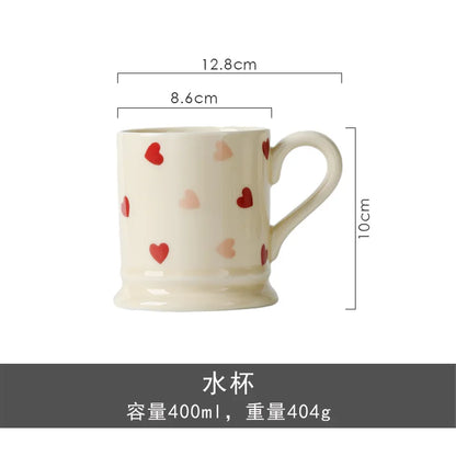 Set di stoviglie in ceramica a forma di cuore, piatto piano, insalatiera di riso, tazza da caffè, amore giapponese, regalo caldo per San Valentino
