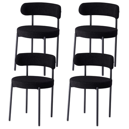 EGOONM Set di 2/4/6 Sedie da Pranzo in Stile Nordico, Sedie Imbottite in Velluto Teddy per Cucina e Sala da Pranzo