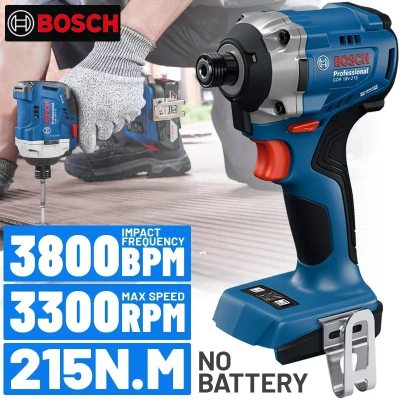 BOSCH GDR 18V-215 Trapano Avvitatore a Impatto Cordless Professionale 215 Nm Brushless con Attacco Esagonale Interno da 1/4" Utensili Elettrici GDR18V-215