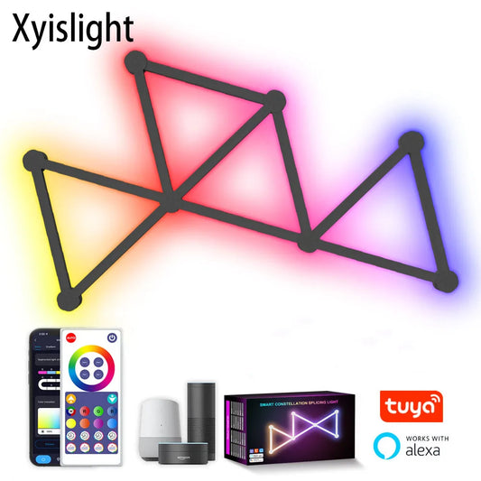 WIFI LED Smart Wall Light striscia di retroilluminazione RGB atmosfera fai da te luce notturna telecomando Tuya Alexa APP per la decorazione della sala giochi