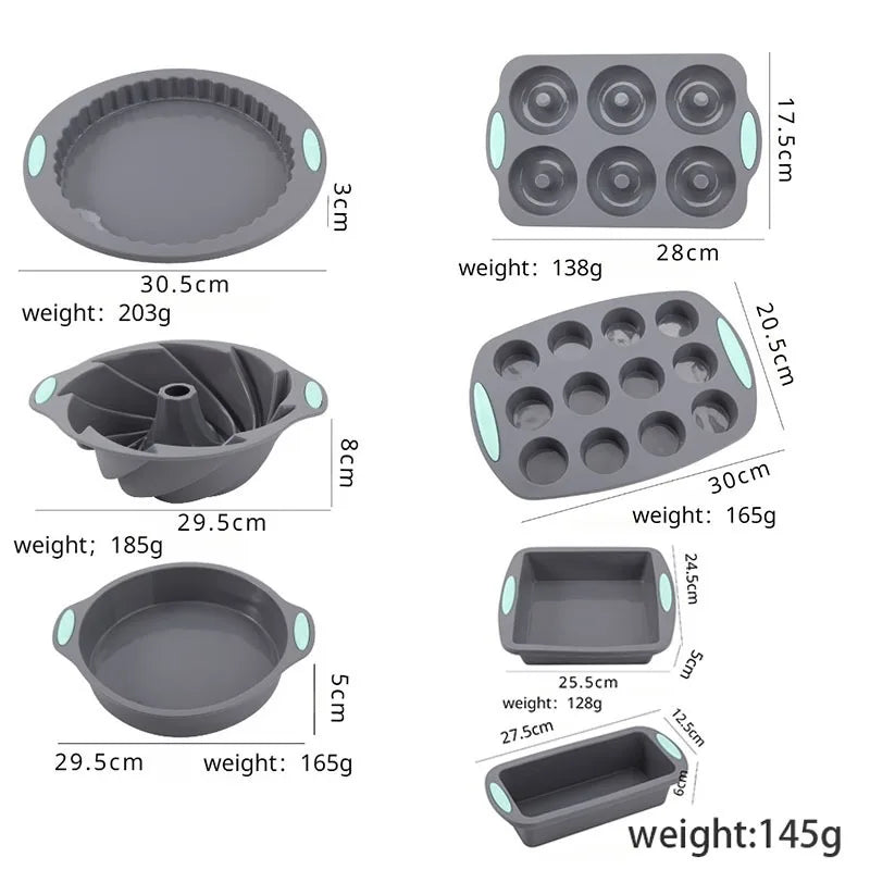 Stampo per muffin in silicone per pane, resistente al calore, teglia da forno, antiaderente, set di teglie per torte, stampo per torta 3D, strumento per pasticceria