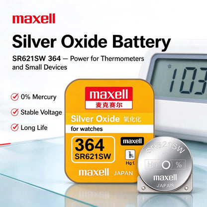10-100PCS Batteria a bottone Maxell SR621SW 364 in ossido d'argento 1,55V AG1 LR621 per orologio da polso e orologio al quarzo