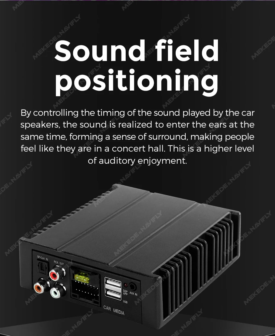 Amplificatore DSP per auto MEKEDE 4*80 W, compatibile con autoradio Android, regolazione EQ tramite app, plug-and-play, supporto fibra ottica/coassiale/AUX/RCA/USB