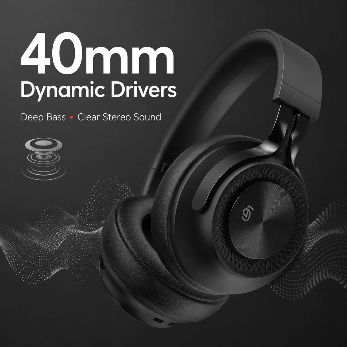 Cuffie Bluetooth P1, Auricolari Wireless con Driver Dinamici da 40mm, Stereo Bass, Pieghevoli, 25 Ore di Autonomia per Musica, Gaming e Chiamate