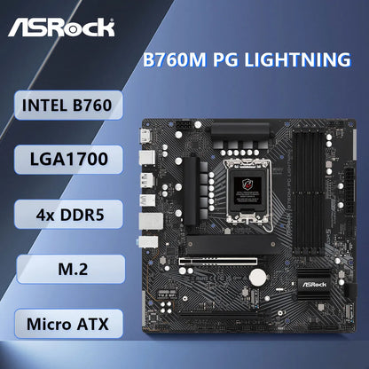 Scheda Madre ASROCK B760M PG LIGHTNING Intel B760 LGA1700 DDR5 256GB Supporto CPU 14900 14490 13700 13400 12900