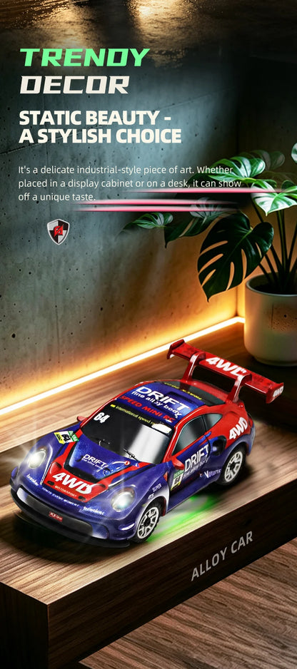 Auto RC da Drift ad Alta Velocità 1/64 con Luci, Auto Telecomandata 4WD 2.4G, Mini Auto da Corsa da Scrivania, Modellino in Scala, Giocattolo Regalo per Ragazzi