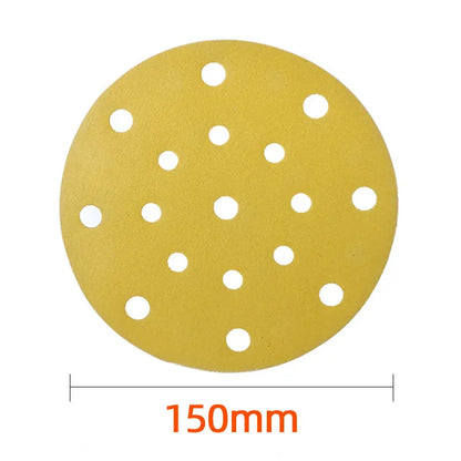 Carta vetrata gialla da 6 pollici a 17 fori rotonda da 150 mm per levigatrice Festool Levigatura e lucidatura per auto Flockin abrasivo con sabbia 80-600