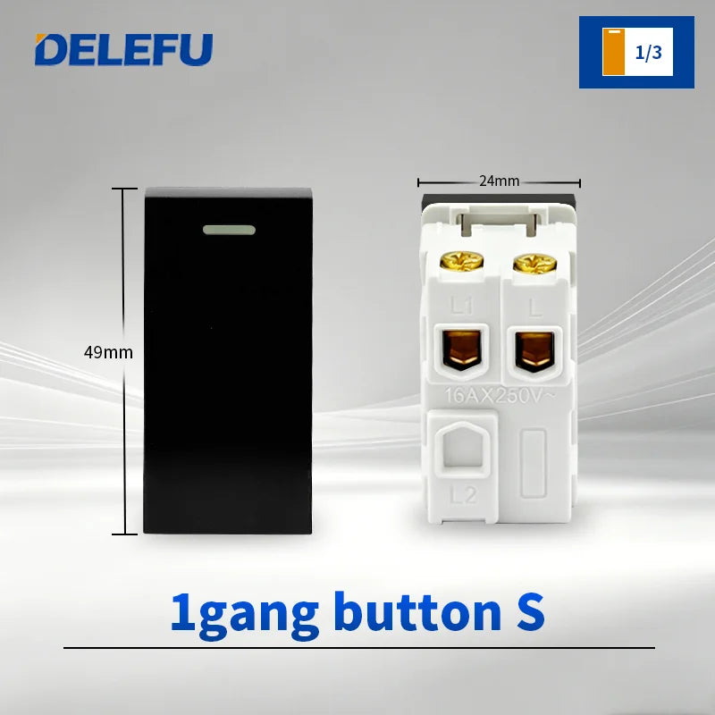 DELEFU Modulo Presa Combinabile Tipo-C Brasile - Uso Domestico - Nero - Assemblaggio Fai-da-te - Presa con Interruttore per Ricarica Rapida USB Tipo-C