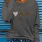 Abbigliamento primaverile e autunnale da donna in cotone 100 T-shirt stampata con cuore colorato Manica lunga Girocollo Top casual