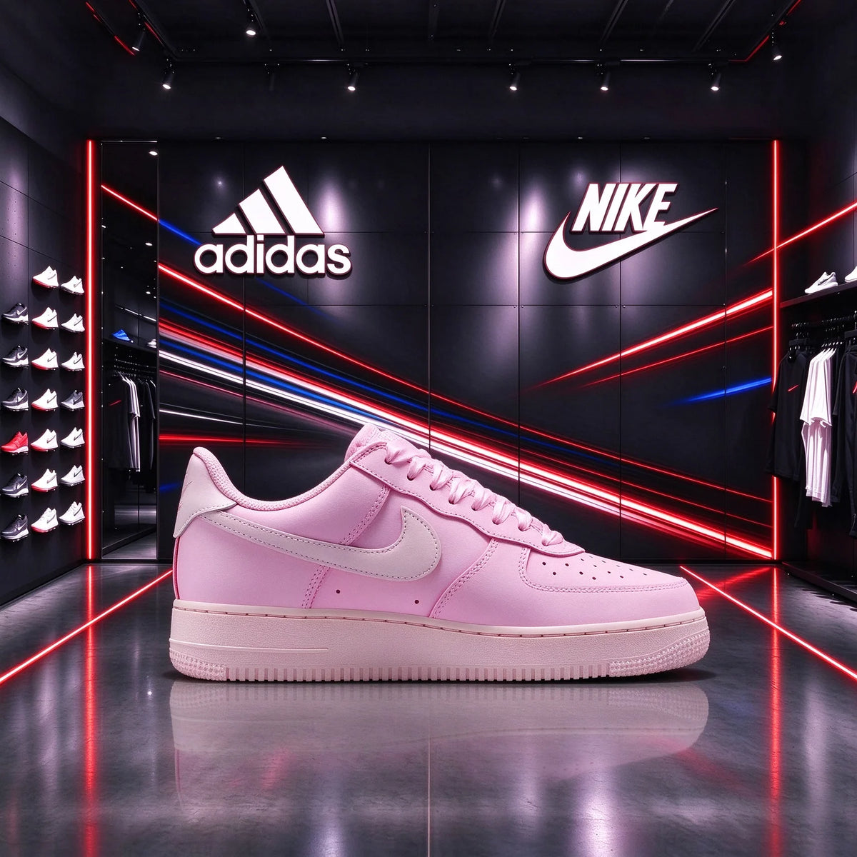 Nike Air Force 1, scarpe da ginnastica basse, interamente rosa, con tomaia in morbido tessuto rosa fiori di ciliegio, scarpe casual versatili, modello IR0871-600.