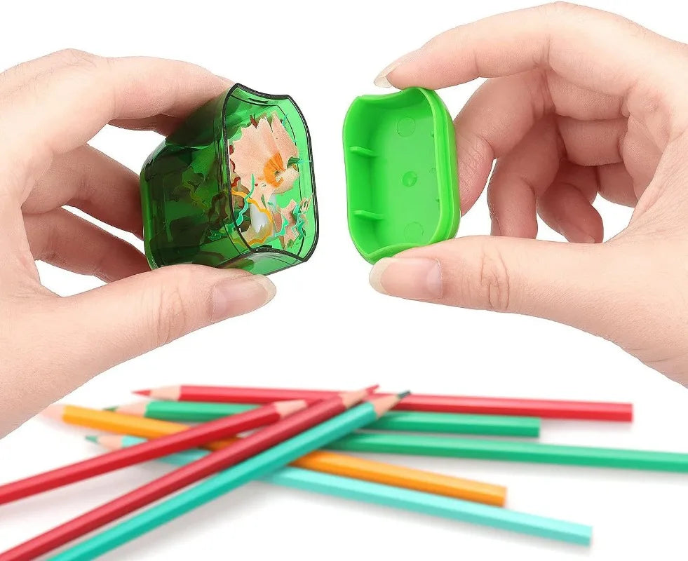 4 pz/set Studente di Plastica di Colore Trasparente Temperamatite Doppio Foro Schizzo Temperamatite Manuale Temperamatite
