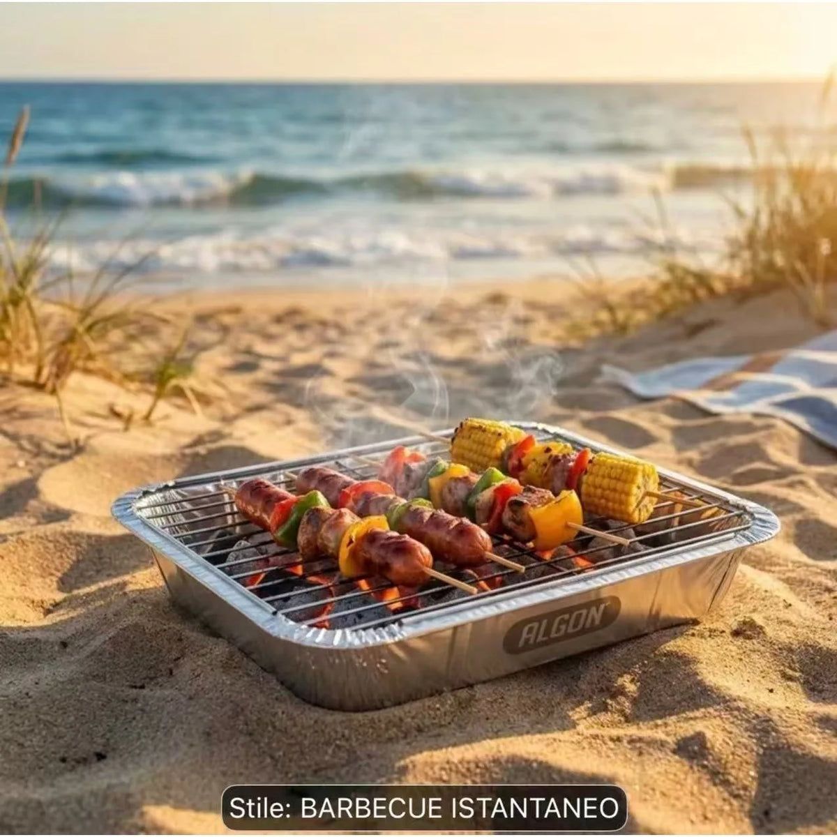 2 CONFEZIONI BARBECUE A CARBOLE ISTANTANEO CM31X21X5 USAE GETTA-CARBONE Monouso Istantaneo con Griglia in Metallo, Carbone Vegetale ad Accensione Rapida, BBQ Portatile per Campeggio, Picnic e Spiaggia, Uso Esterno