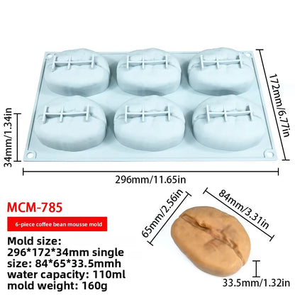 Stampo in Silicone Grande per Mousse di Mandorle/Pistacchi/Pecan/Chicchi di Caffè, Stampo Fai-da-Te per Cioccolato e Gelato, Utensili per Decorazione Torte