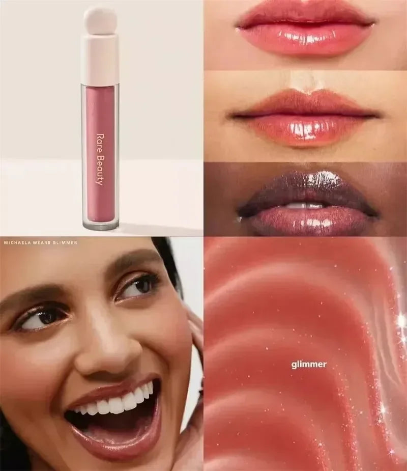 Balsamo per labbra multicolore in stick, blush liquido in polvere, linea di cosmetici Rare Beauty, Believe Happy Bliss, a lunga tenuta, facile da applicare, per un trucco impeccabile.