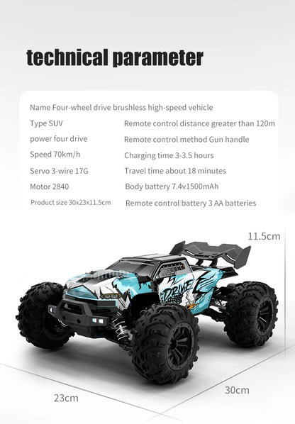 ZWN 1:16 70KM/H o 50KM/H Auto RC 4WD con LED, Auto Telecomandate ad Alta Velocità, Monster Truck da Drift per Bambini Vs Wltoys 144001 Giocattoli