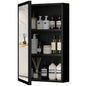 Armadietto Kleankin con specchio per bagno, armadietto a muro Ice Wall con 1 anta e 2 ripiani in acciaio 40x12x60 cm nero