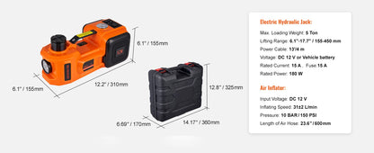 SucceBuy Cric per auto elettrica da 5 tonnellate 11023 LBS Martinetto idraulico Ascensore per auto portatile per SUV Berlina Cambia camion Pneumatici Riparazione garage