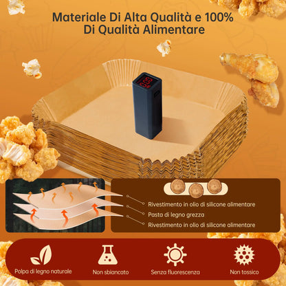 Carta forno per friggitrice ad aria, 100 pezzi contenitori usa e getta in carta per teglia friggitrice ad aria, accessori friggitrice ad aria per Microonde, 16cm x 4.5cm