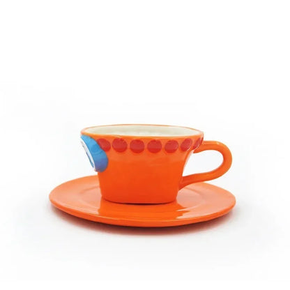 Tazza da caffè e piattino del fumetto Tazze d'acqua a forma di cappello creativo Cosplay Anime Chopper Ace Sabo Tazza in ceramica Piatto da dessert Regali