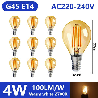 Confezione da 10 lampadine a filamento LED per E27 B22 220V 240V 4W 6W 9W Lampadine a LED bianche calde Lampada in vetro vintage