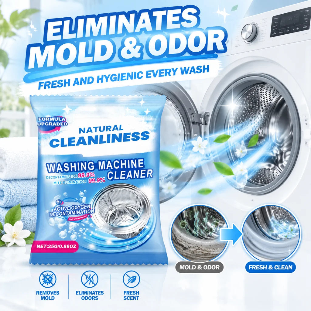 Polvere detergente per lavatrice, si dissolve, rimuove lo sporco ostinato, la muffa e gli odori, disinfetta e pulisce il tamburo della lavatrice, prodotto multifunzionale.