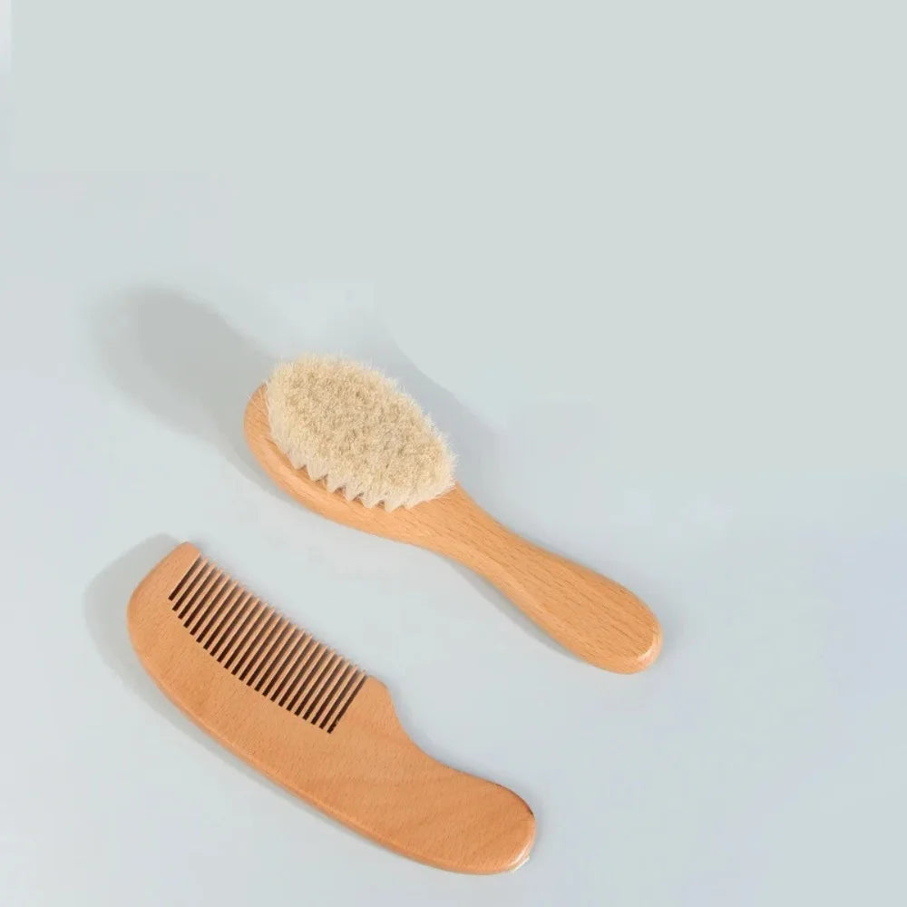 Set di 2 pettini e spazzole per la cura del bambino, set regalo con pettine e spazzola in legno di faggio TG183