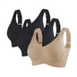 Set da 3 pezzi: reggiseno push-up da donna, senza ferretto, con effetto lifting, intimo senza cuciture, reggiseno a coste con scollo a V, taglie forti, lingerie sexy, taglie M-4XL, intimo 2028.