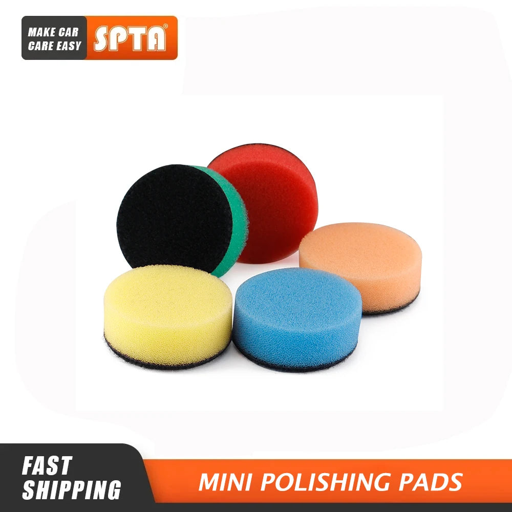 SPTA 5 pezzi 1 pollice (30 mm) 2 pollici (50 mm) mini tamponi in schiuma spugna per lucidatura per kit di lucidatura per dettagli trapano rorario per auto