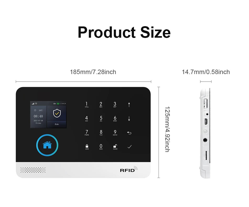 Sistema di Allarme PGST per Casa, Allarme di Sicurezza WIFI Antifurto con Sensore di Movimento per Porte, Compatibile con Tuya e Alexa