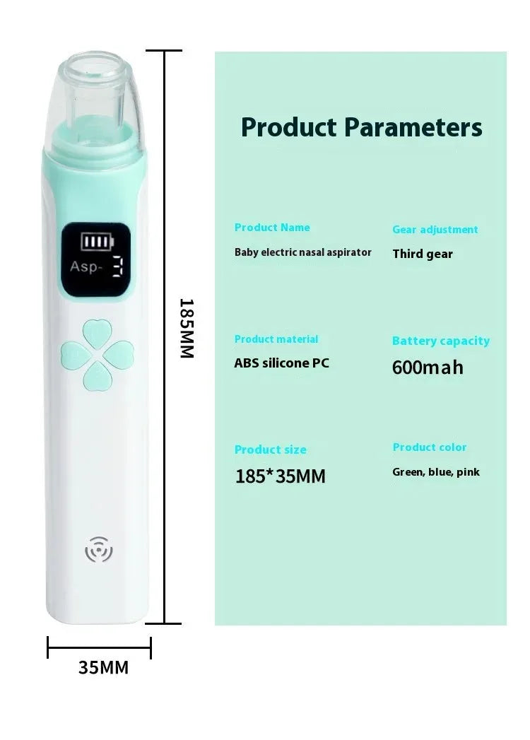Aspiratore Nasale Elettrico per Bambini in Silicone con Aspirazione Regolabile, Sicuro, Pratico e Silenzioso