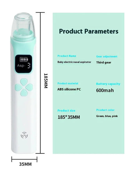 Aspiratore Nasale Elettrico per Bambini in Silicone con Aspirazione Regolabile, Sicuro, Pratico e Silenzioso