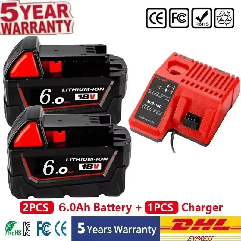 Batteria sostitutiva da 18 V 12,0 Ah, compatibile Milwaukee M18 - Batteria ricaricabile agli ioni di litio 21700 a 15 celle Modello M18 - 48-11-1815