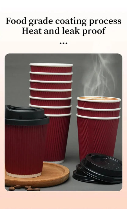 Tazze da caffè usa e getta ondulate rosse Tazze termoisolanti con cannuccia per bevande calde Ideale per feste di Natale Capodanno