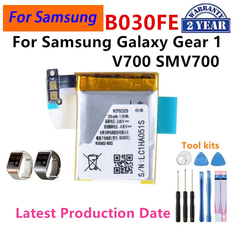 Nuovissima batteria B030FE/b030fe 315mAh nuova per Samsung Galaxy Gear1 V700 SMV700 batterie per orologi + strumenti