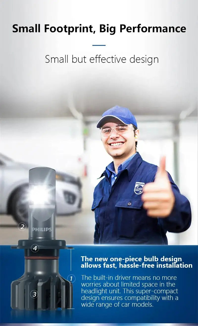 Philips Ultinon Pro9000 H1 H4 H7 LED H11 HB3 HB4 HIR2 faro Auto 9005 9006 9012 5800K bianco 250% lampade Auto a LED luminose