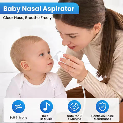 Aspiratore Nasale Elettrico per Neonati di Alta Qualità, Comodo Aspiratore per Muco con 3 Ugelli, Silenzioso, Display LCD e Musica Integrata