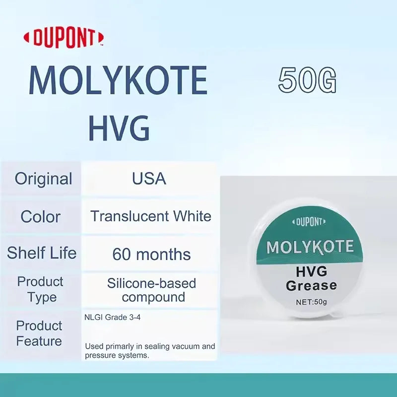 Grasso Siliconico Molykote HVG 150g Originale, Lubrificante per Alta Vuota per O-Ring e Valvole, Impermeabile e a Lunga Durata