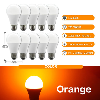 10 Lampadine LED E27 2200K 3000K 4000K 6000K AC100-240V Rosso Verde Illuminazione Colorata di Alta Qualità in Vetro PC per Arredamento Casa