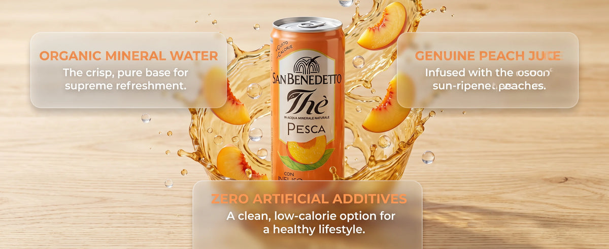 Tè alla Pesca San Benedetto - 24 Lattine x 330ml - Tè Freddo Rinfrescante con Acqua Minerale Naturale