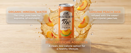 Tè alla Pesca San Benedetto - 24 Lattine x 330ml - Tè Freddo Rinfrescante con Acqua Minerale Naturale