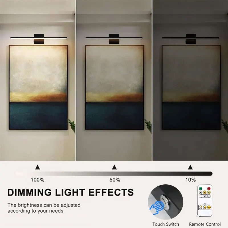 Lampada da parete ricaricabile con batteria da 6000 mAh, ideale per illuminare quadri, con interruttore dimmerabile e telecomando, lampade da parete senza fili.