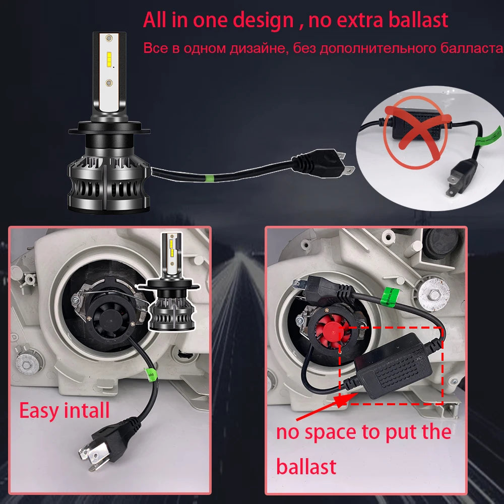 YHKOMS 300W 80000LM Faro Auto H4 H7 H1 LED H8 H9 H11 9005 9006 9012 4300K 5000K 6500K 8000K Luce Fendinebbia Auto 12V Lampadina LED