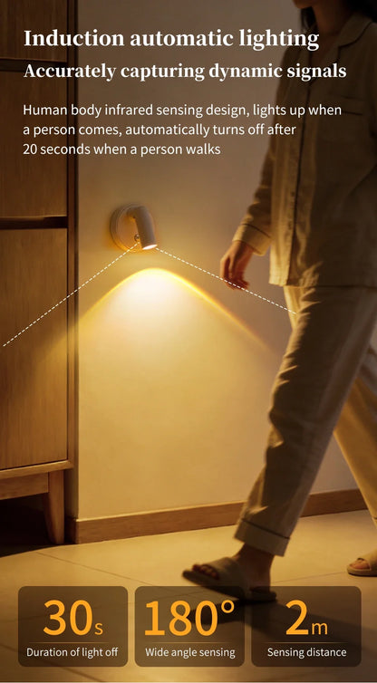 Lampada da Parete LED con Sensore di Movimento, Interruttore Touch, Luce Notturna, Faretto Magnetico Wireless Dimmerabile per Camera da Letto, Armadio, Scale, Decorazione