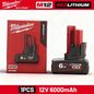 Batteria di ricambio Milwaukee 12V per 6.0Ah XC 48-11-2412 48-11-2440, compatibile con M12 Fuel MLW2553-20 2462-20